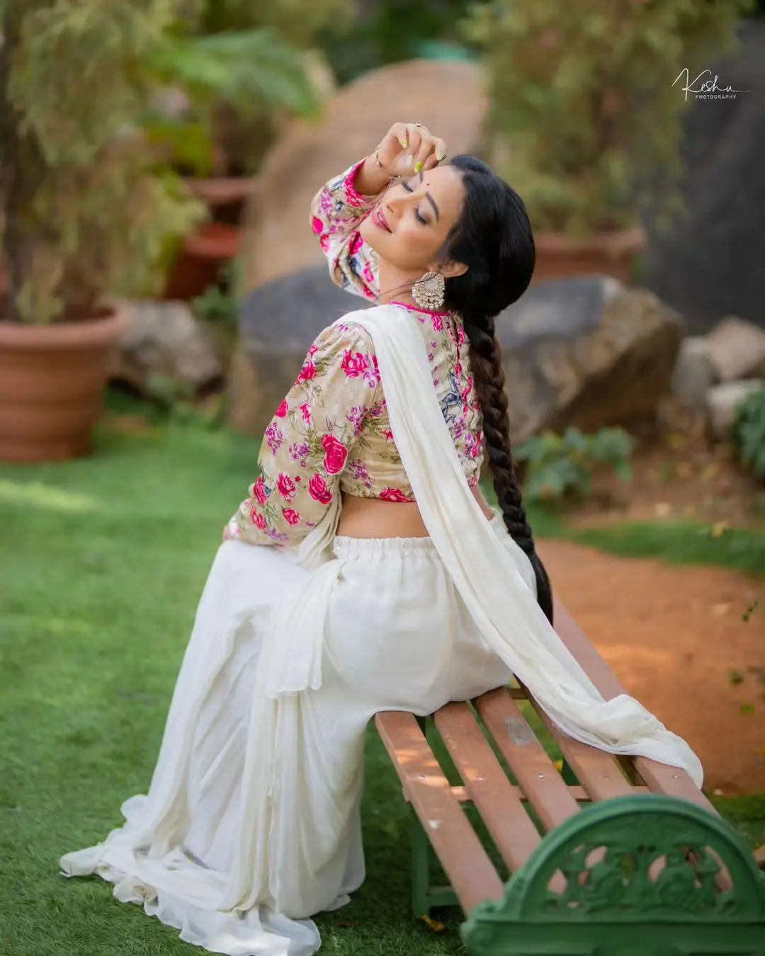 ETV Actress Bhanu Sri Stills in Beautiful White Lehenga Choli